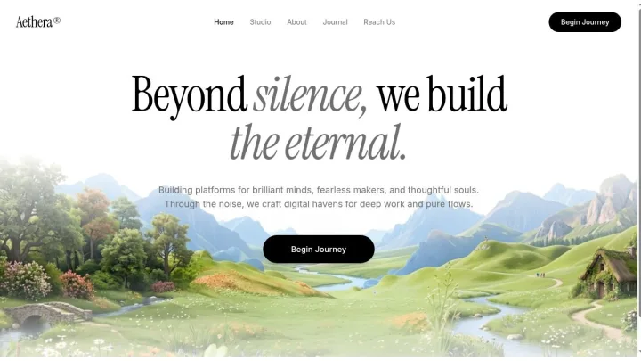 Aethera digital studio landing page