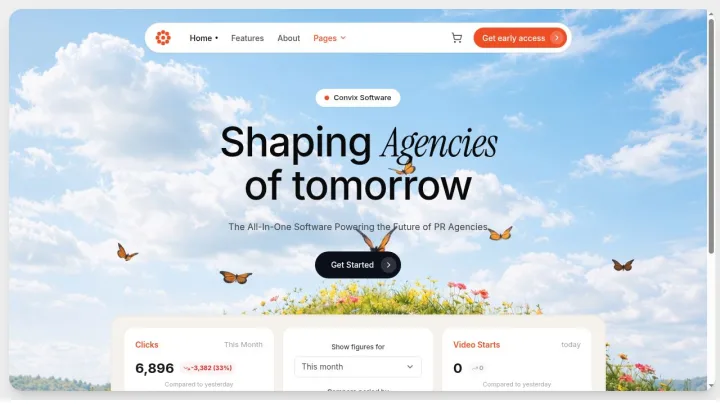 Convix PR agency software landing page