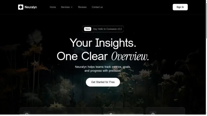 Neuralyn analytics platform landing page